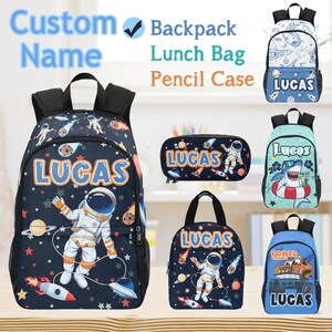 Sac à dos personnalisé à votre nom, Sac à lunch personnalisé, Étui à crayons pour étudiant, Cadeau de rentrée scolaire, Cadeau pour garçon, Cadeau d'anniversaire, Cadeau d'inscription