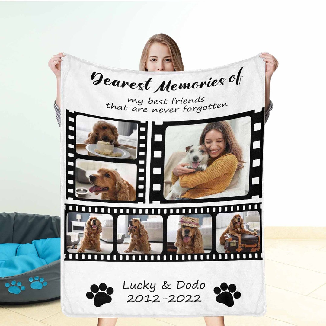 Personalized Dog Memorial Blanket Dog Photo Collage Gift Etsy