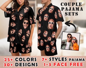 Couple Custom FacePajamas Sets, Custom Gifts for Boyfriend/Girlfriend, Picture Custom Couple Pajamas for Her/Him, Anniversary Honeymoon Gift