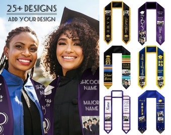 Custom Graduation Stole, Personalized Name Graduation Stole, Personalized Mixed Reversible Graduation Belt, Gift for her him Graduation Gift