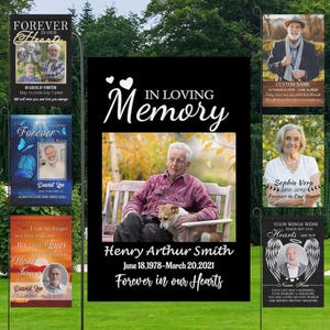 Personalized memorial garden flags, custom photo/name/date flags, garden flags, funeral flags, condolence flags, graveyard decorations
