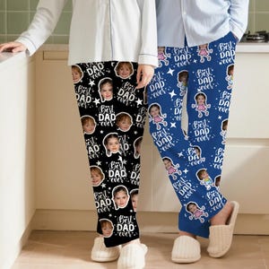Best Dad Ever Pajama,Custom Text Pajama Pants with Faces, Father&#39;s Day Gifts for Dad Mom,Women Pajama Pants, Personalized Pajamas with Face