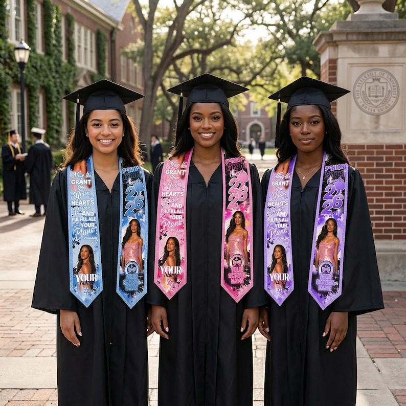 Graduation Robe Items Sashes Custom Photo Graduation Stole: Personalized Class of 2026 Sash, Gift ...