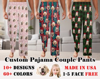 Custom Couple Pajama Pants, Custom Photo Pajama Pants, Gift for Husband Wife, Anniversary Gift Birthday Christmas Gift, Gift for Her/Him