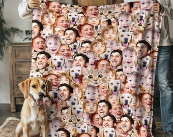 Custom Dog Memorial Blanket, Personalized Throw Blanket with Picture, Flannel Blanket for Dad Friend Mom Couple Grandma Pets Memorial Gift