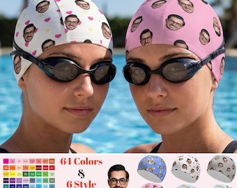 Custom Face Swim Cap, Personalized Pet Photo Swimming Hat, Funny Custom Print Swimwear for Women Men, Swimmer Gift