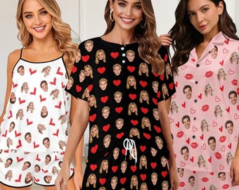 Ensemble pyjama personnalisé, pyjama photo personnalisé pour couple, cadeau fête des pères