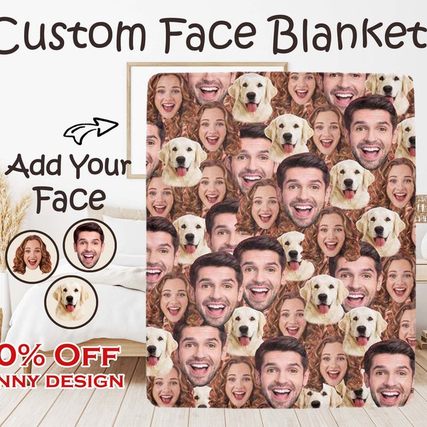 Custom Memorial Blanket with Face, Personalized Pet Blanket Funny Design with Photos, Unique Gift for Her/Him/Lover, for Birthday Christmas