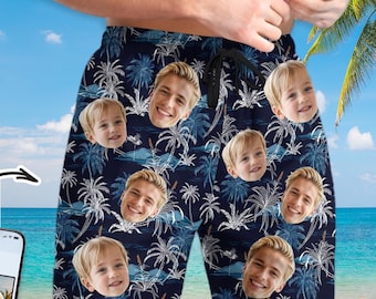 Custom Face Men's Swim Trunks, Personalized Beach Shorts for Dad,father's Day Gift