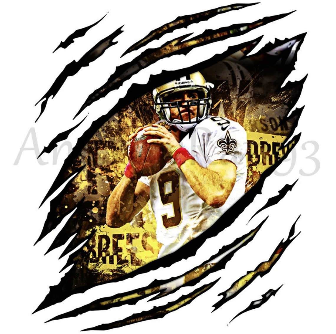 Drew Brees New Orleans Saints Football Ripped PngDrew Brees | Etsy
