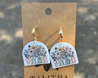 Teacher Wildflowers Earrings, Spring Earrings, Unique Teacher Jewelry, Teacher Appreciation Gift
