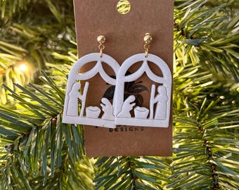 Holy Family Catholic Earrings, Handmade Nativity Earrings,  Unique Catholic Jewelry, Christian Nativity Scene Earrings, Faith-Inspired Gifts