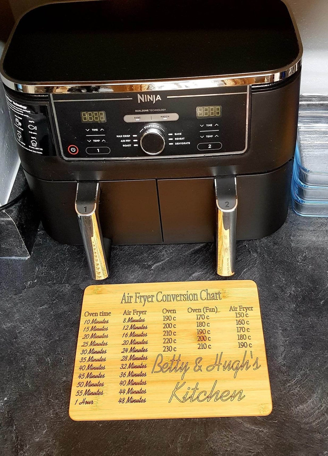 Personalised Air Fryer Conversion Chart Bamboo Chopping Board Etsy