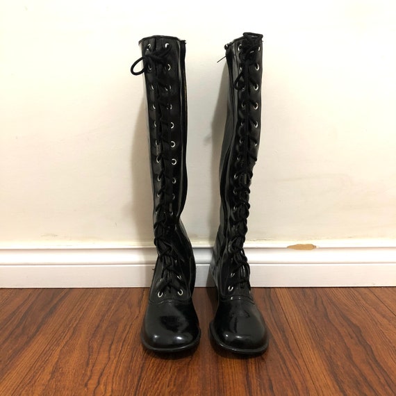 1960’s Vintage Black Patent Leather Vinyl Gogo Lac