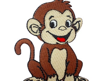 Monkey patch, Cute Monkey patch, kids rhymes patch Embroidered Iron on Sew on Patch Badge For Clothes etc. 8x5cm