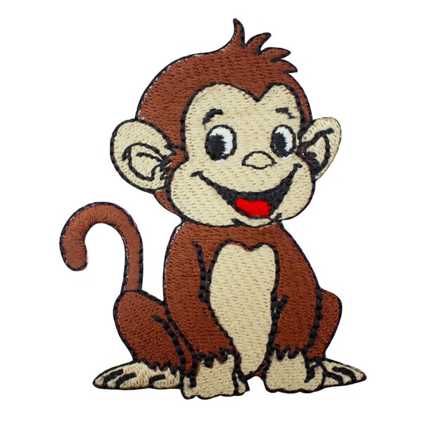 Parche de mono, parche de mono lindo, parche de rimas para niños, parche bordado para planchar y coser, insignia para ropa, etc. 8x5cm