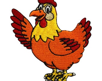 Écusson poulet, écusson animaux de la ferme, écusson rimes pour enfants, fer brodé sur écusson pour vêtements, etc. 8 x 7 cm