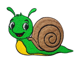Parche de caracol, lindo parche de caracol, parche de rimas para niños, bordado para planchar y coser, insignia para ropa, etc. 7x5,5 cm