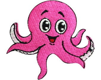 Octopus smiling patch, kids rhymes patch Embroidered Iron on Sew on Patch Badge For Clothes etc. 8x7cm
