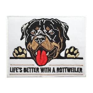 Life is better with Rottweiler patch, dog patch, kids rhymes patch Embroidered Iron on Sew on Patch Badge For Clothes etc. 10x8 cm