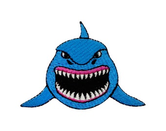 Lindo parche de tiburón para niños, parche de tiburón para niños, parche de rimas para niños, parche bordado para planchar y coser, insignia para ropa, etc.