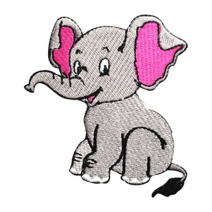 Babyolifant patch, olifant patch, cartoon patch, kinderrijmpjes patch geborduurd opstrijkbare naai patch badge voor kleding enz. 8x7,5cm