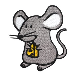 Rattenpatch, kindersticker rattencartoon, muispatch, kinderrijmpjes geborduurde opnaaibare patch badge voor kleding enz. 7 x 5,5 cm