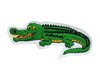 Écusson alligator, écusson crocodile, écusson dessin animé, écusson rimes pour enfants, fer brodé à coudre, badge pour vêtements, etc. 9 x 4 cm