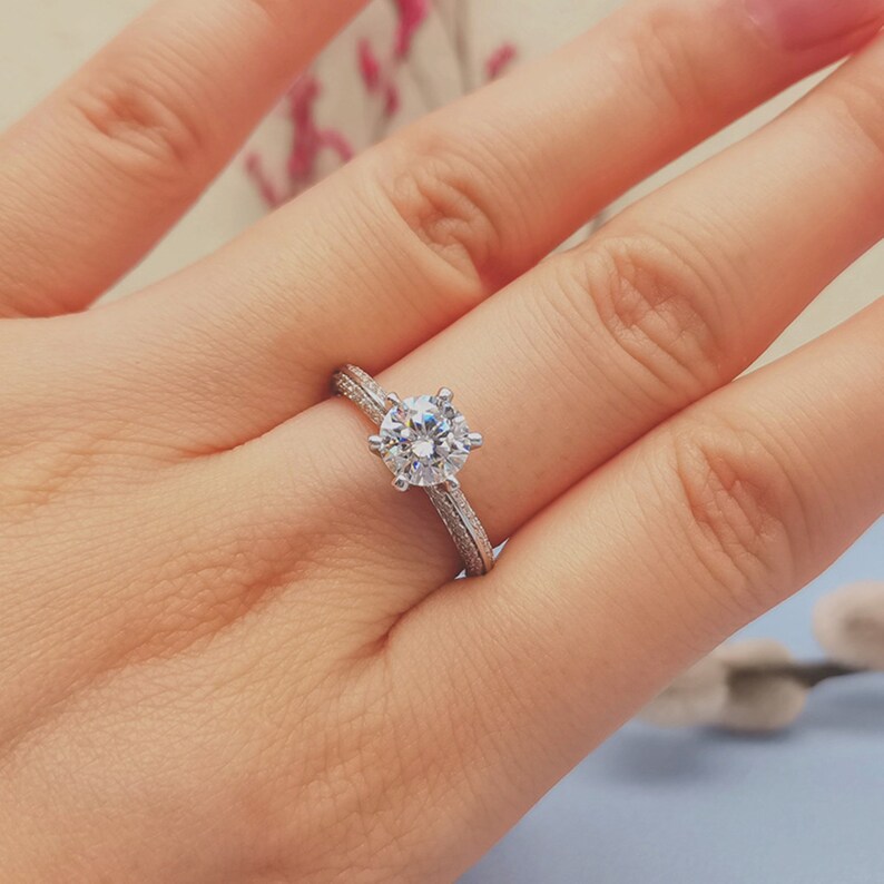 Bridal Wedding Bands 925 Sterling Silver Rings For Women 3.0CT Round Brilliant Cut Moissanite Ring Diamond Band Engagement Ring