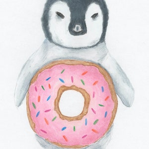 Penguin in a Donut Costume Drawing