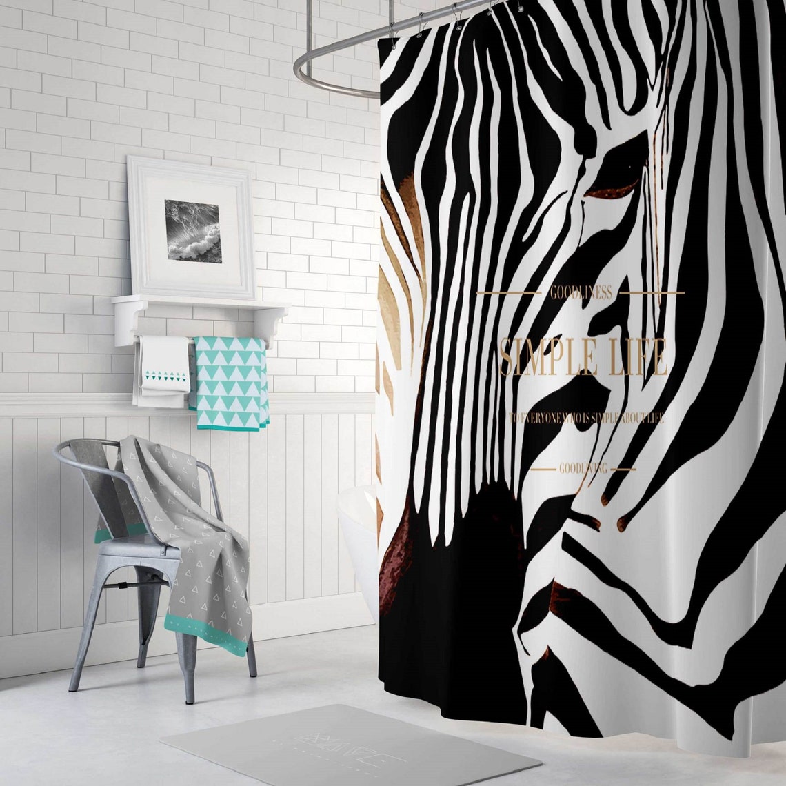 Digital printing waterproof shower curtain zebra shower Etsy