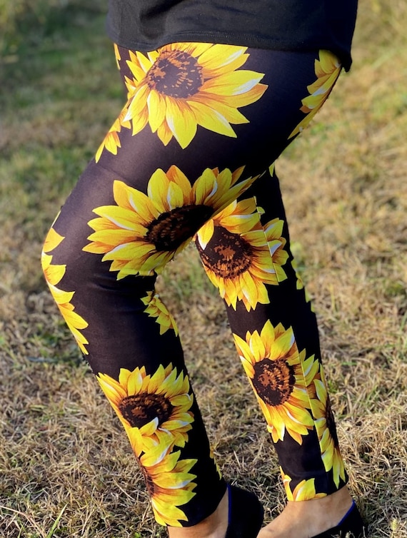 Walking on Sunshine Yellow Sunflower Women's Yoga Pants High Rise Waist  Leggings | Floral Flower Pants - Etsy