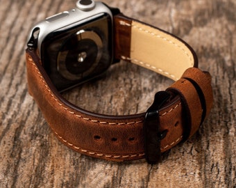 Apple Watch Band, Weihnachtsgeschenk Vatertagsgeschenk, Geschenk für Papa, Lederarmband, personalisiertes Uhrenarmband, kundenspezifisches handgefertigtes Apple Band