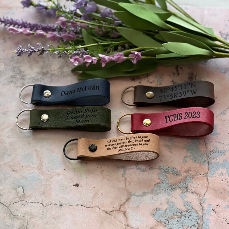 Personalized Leather Keychain. Custom Leather Keychain. Wedding Gift ...