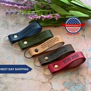 Personalized Leather Keychain, Customized Keychain,Custom Leather Key chain,coordinates key chain longitude latitude keychain,Best Gift