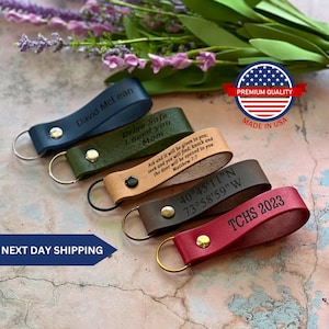 First time dad gift, Leather keychain personalized with name, new dad birthday gift from daughter, daddy to be gift, fathers day gift