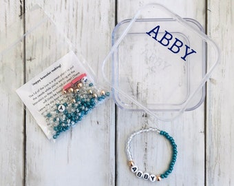 DIY Craft Kit for Kids, Personalized Name Bracelet, Beaded Bracelet Kit, Custom Name Jewelry, Easter Basket Filler for Girl, Party Favor Kid