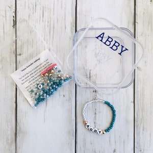 DIY Craft Kit for Kids, Personalized Name Bracelet, Beaded Bracelet Kit, Custom Name Jewelry, Easter Basket Filler for Girl, Party Favor Kid