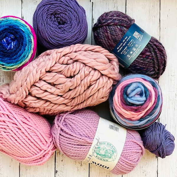 Yarn Destash, Yarn Variety Pack, Knitting Yarn Lot, Yarn for Weaving, Pink Yarn Set, Blue Yarn, Green Yarn