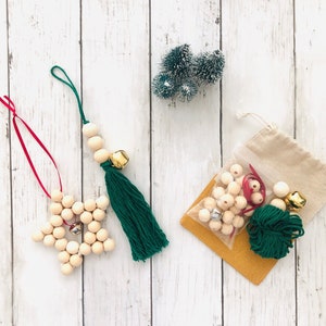 DIY Craft Kit for Adults, Christmas Ornament Kit, Door Knob Tassel, Farmhouse Decor, Sleigh Bell Ornaments, Beaded Ornament Kit, Holiday DIY