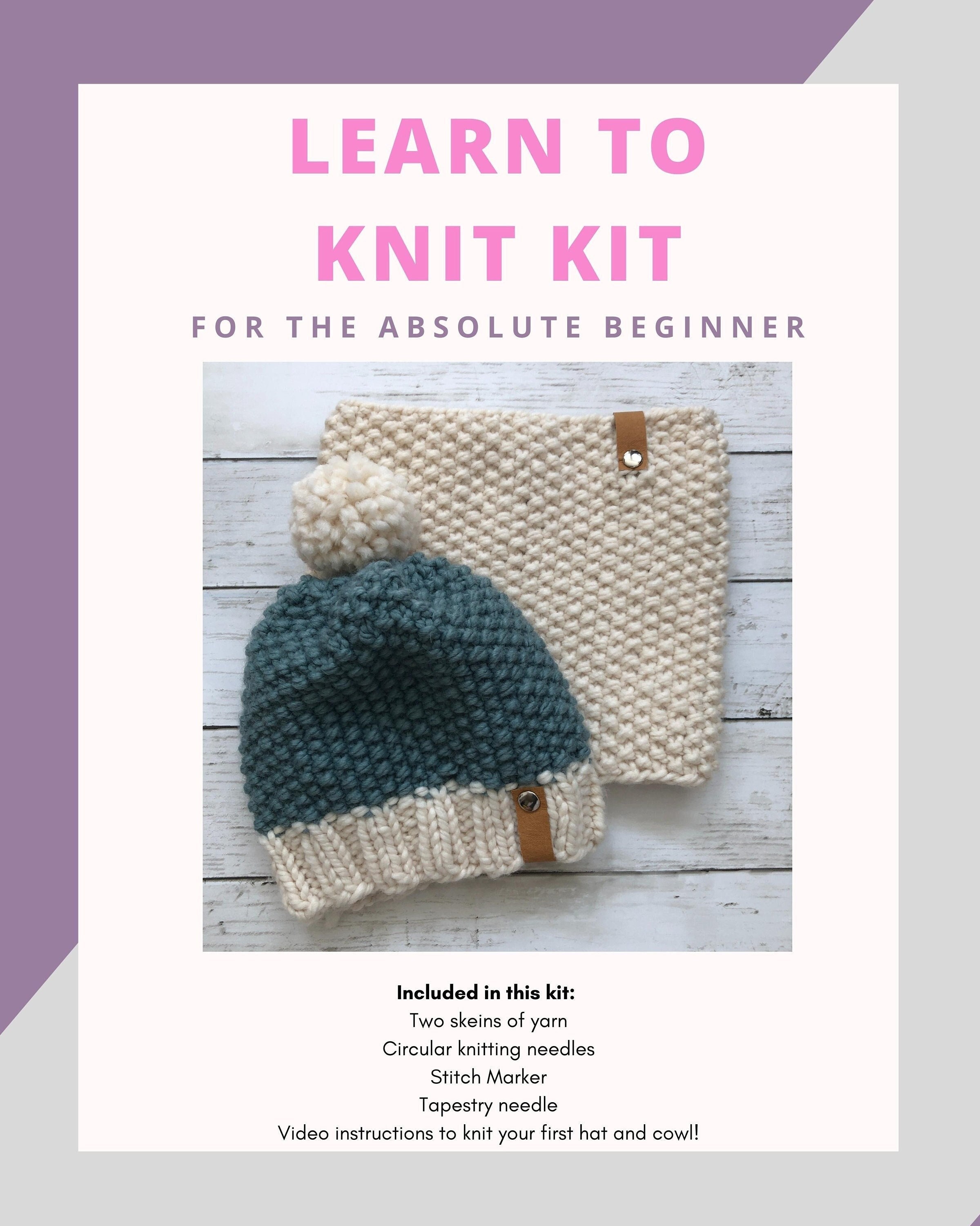 Knitting for Beginners Learn to Knit Kit, DIY Kits for Adults