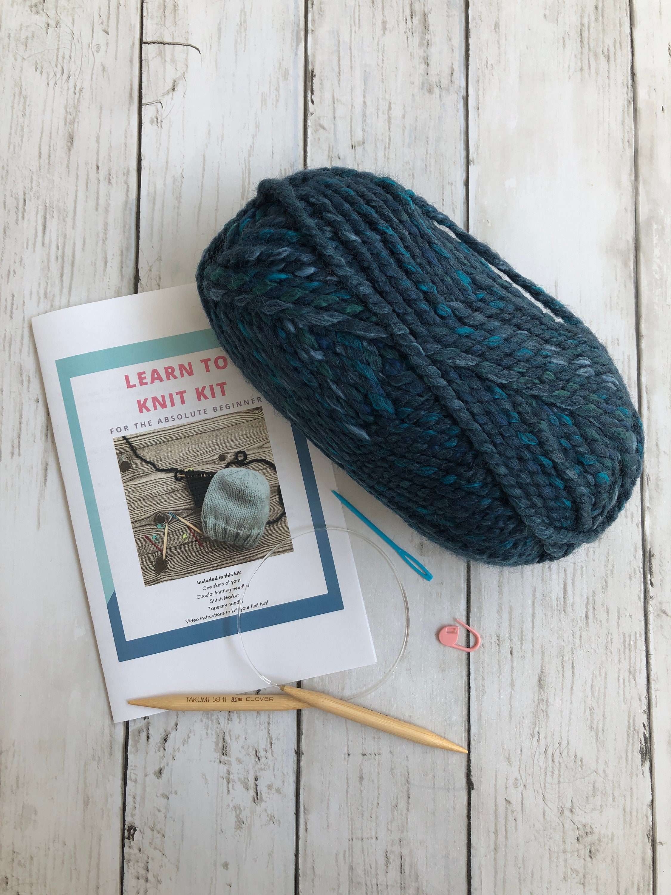 Knitting for Beginners Learn to Knit Kit, DIY Kits for Adults, Craft Kits  for Teens, Get Well Soon Care Package for Women, Hat Knitting 