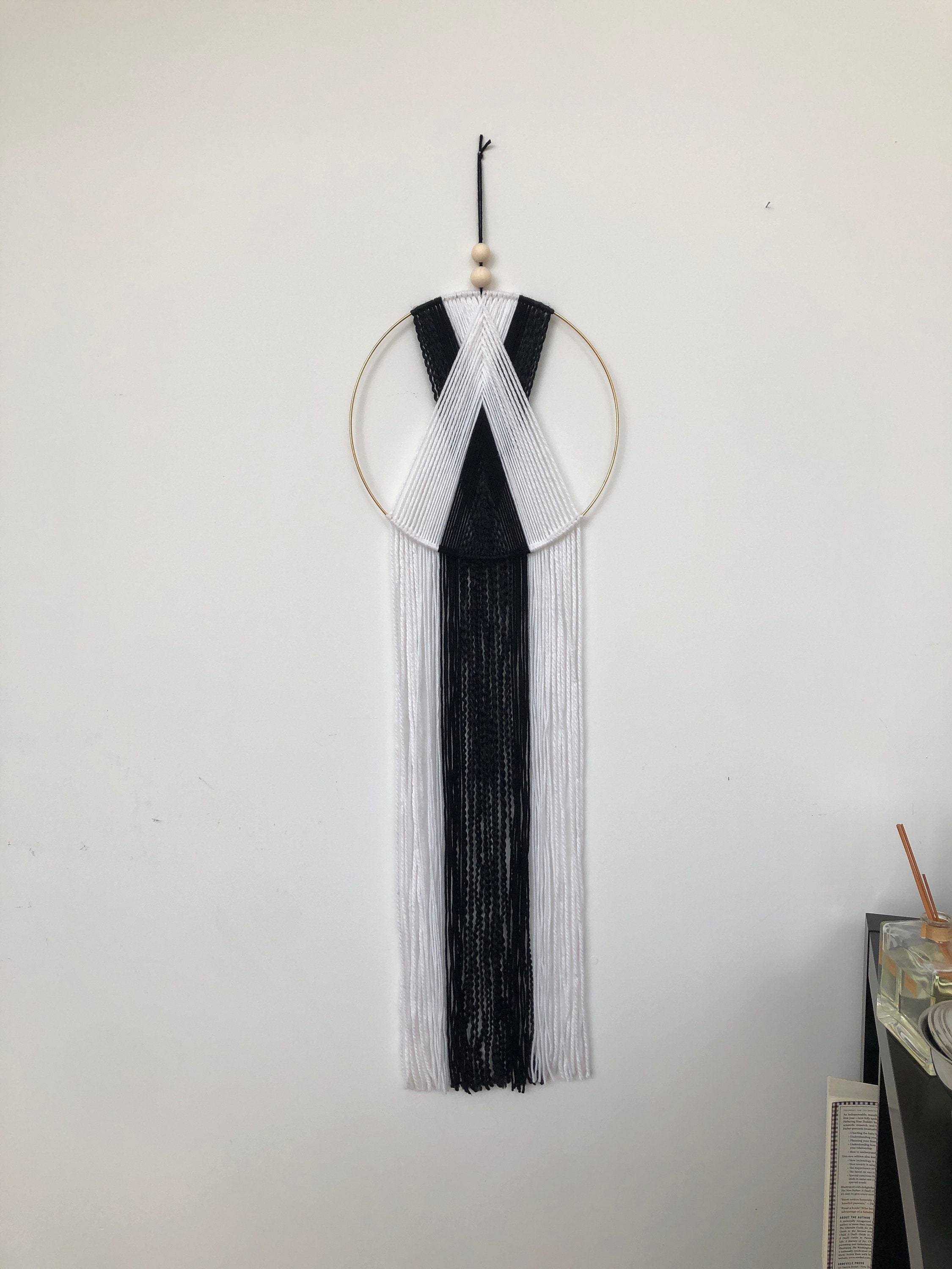 Macrame Wall Hanging Black and White Wall Decor Macrame Home Etsy