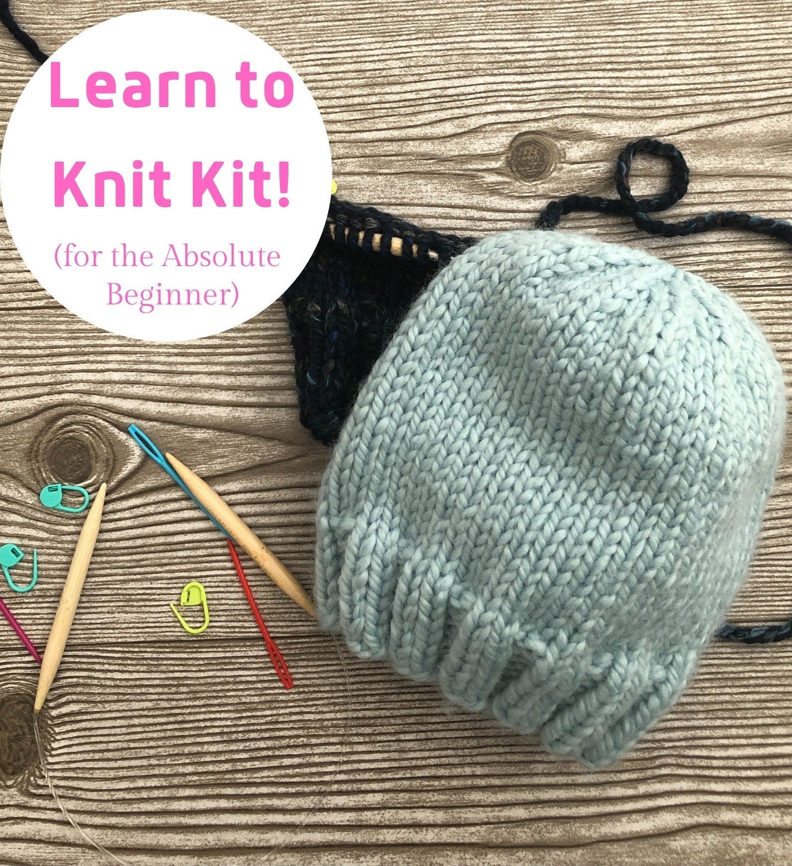 Knit Kit Beginner Knitting Kit Hat Craft Kit for Adults Etsy