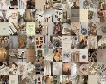 Light Academia Wall Collage –  Neutral, Beige Vintage Wall Art  Classical Art & Romantic Study Aesthetic Room Decor (100 PCS)