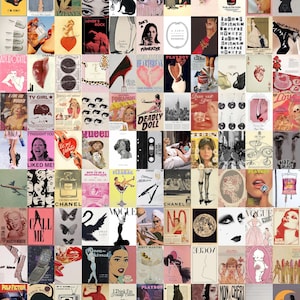 100 PCS | Vintage Grunge Poster Collage | Retro Aesthetic Wall Collage Kit | Y2k Aesthetic Photo Collage Kit | Grunge Wall Photo Collage
