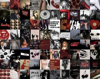 100 PCS | Rockstar Girlfriend Aesthetic Wall Collage | Dark Grunge Photo Collage | Rock and Roll Photo Collage | Stargirl Wall Collage Kit