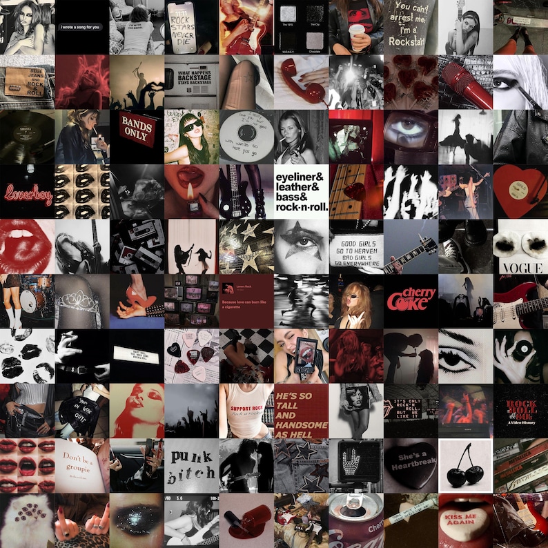 100 PCS | Rockstar Girlfriend Aesthetic Wall Collage | Dark Grunge ...