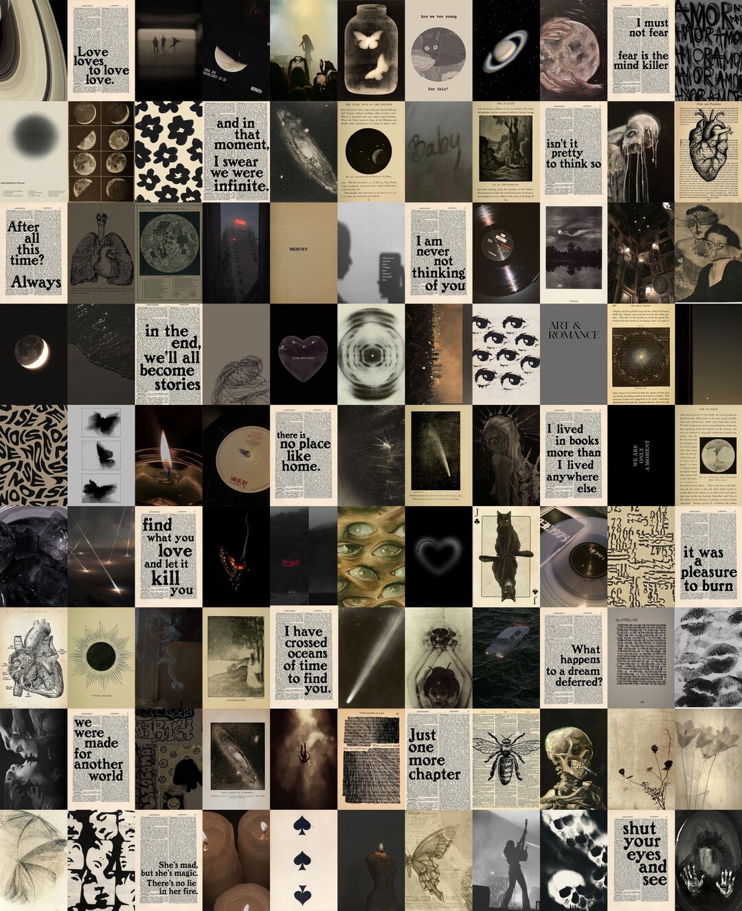 100 PCS Grunge Vintage Photo Collage Dark Academia Aesthetic Wall 