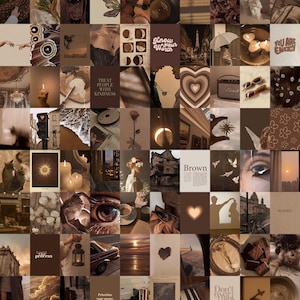 80 STÜCK | Brown Vintage Ästhetische Wand-Foto-Collage | Vintage Herbst Poster Drucke | Dunkelbraune Wandcollage | Neutrale ästhetische Collage
